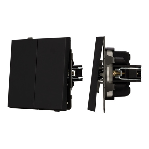 Механизм выключателя двухклавишный проходной SWT-TENDO-MKP2-SFPL-BK (230V, 10A) (Arlight, -)