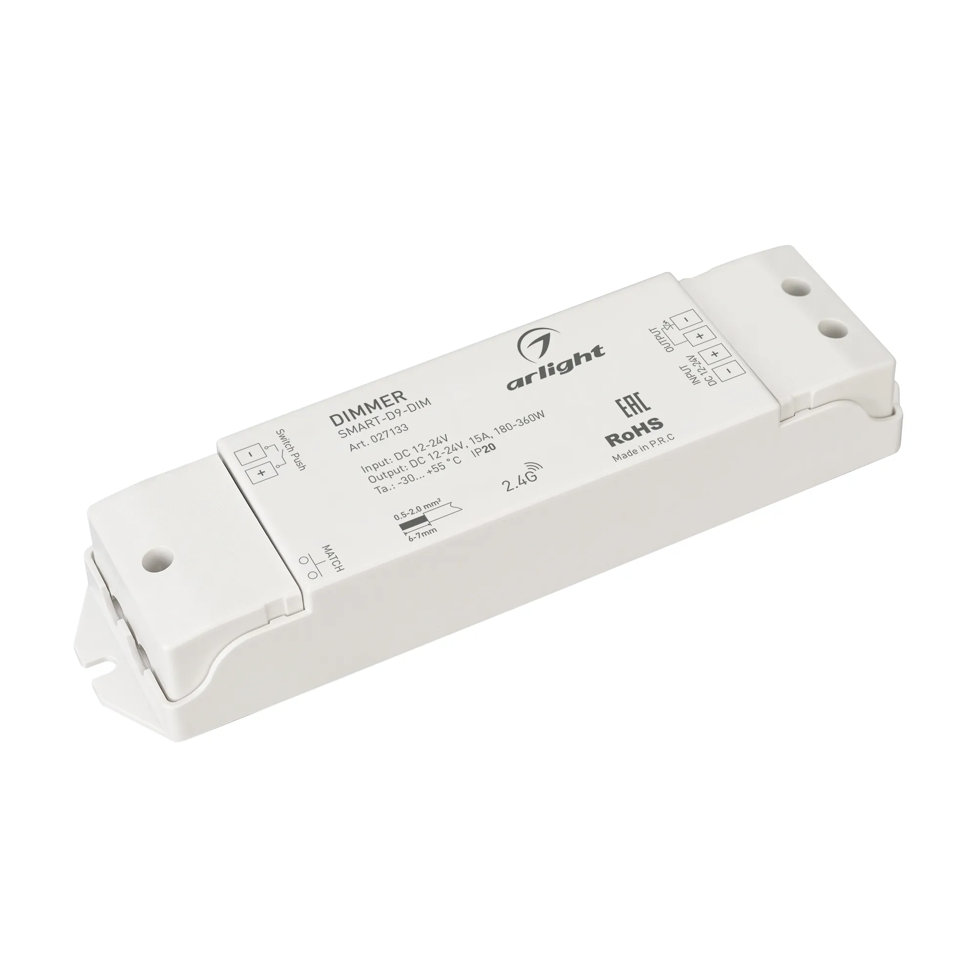 Диммер SMART-D9-DIM (12-24V, 1x15A, 2.4G) (Arlight, IP20 Пластик, 5 лет) - изображение товара