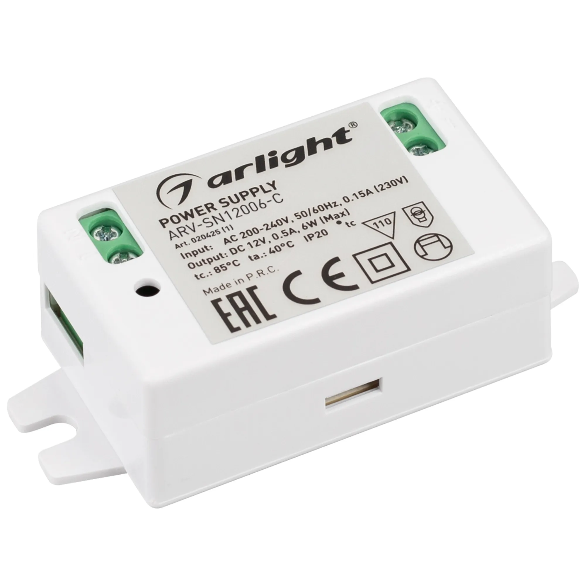 Блок питания ARV-SN12006-C (12V, 0.5A, 6W) (Arlight, IP20 Пластик, 3 года) - изображение товара