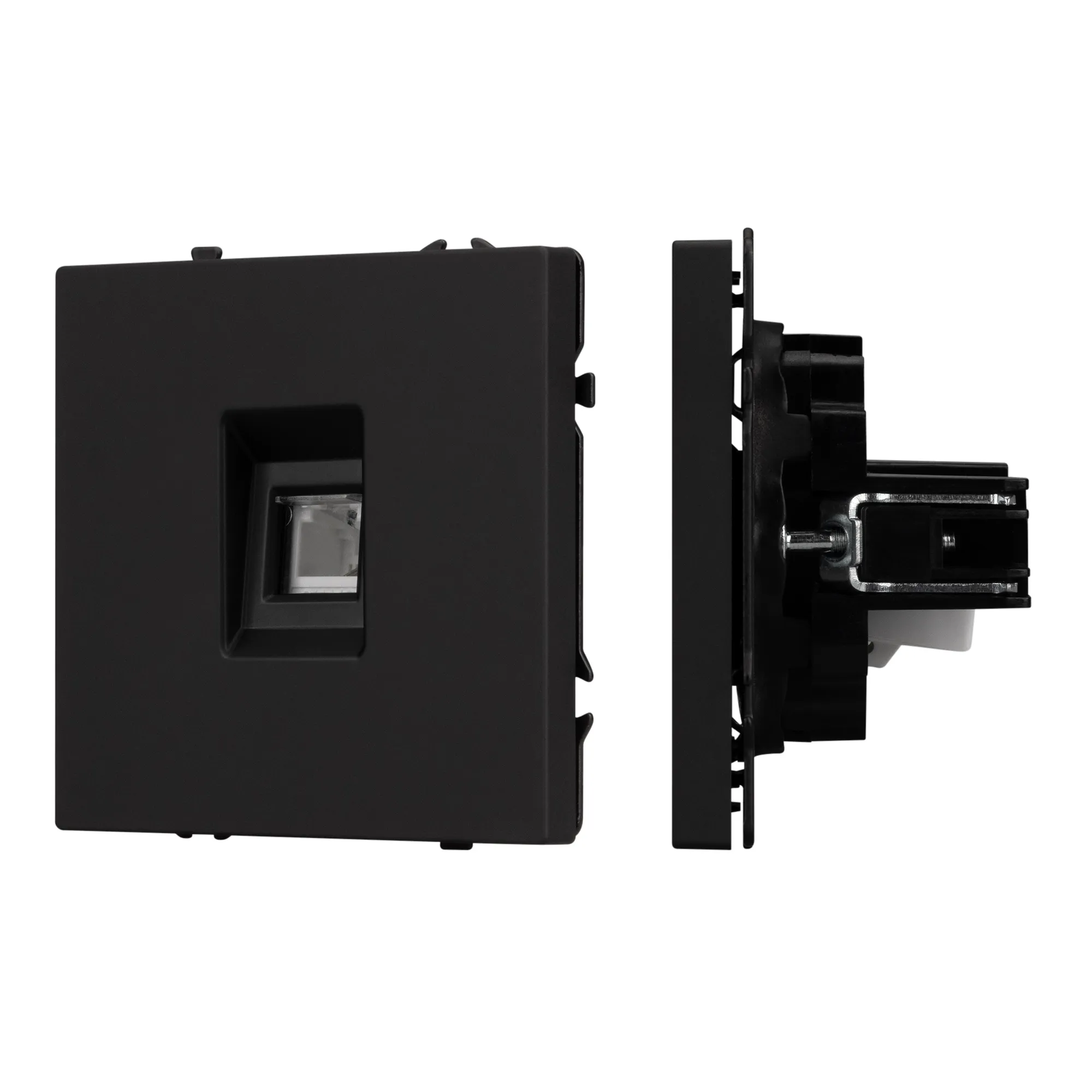 Механизм телефонной розетки SCT-NOBE-MTL1-SFPL-BK (RJ-11, 4C) (Arlight, Черный оникс) - изображение товара